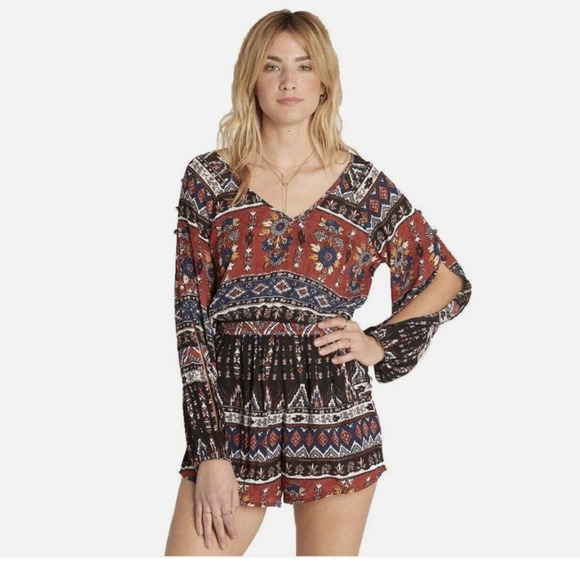 Billabong Isles of the Heart Bohemian Romper Size Medium - Picture 1 of 7